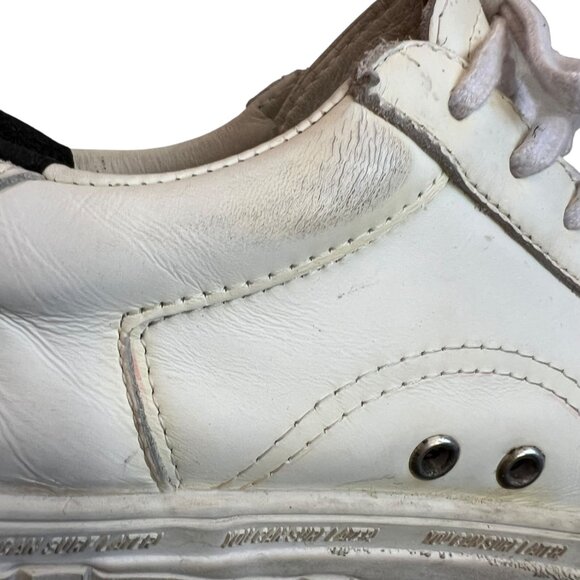 P448 low top sneakers white leather perforated logo EU 37 US 7 womens lace up - Picture 12 of 14